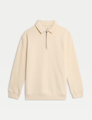 

Boys M&S Collection Cotton Rich Half Zip Sweatshirt (6-16 Yrs) - Ecru, Ecru