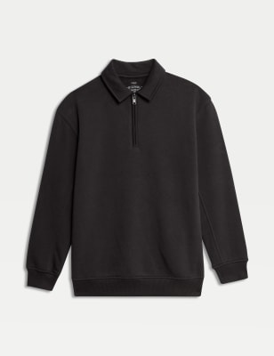 

Boys M&S Collection Cotton Rich Half Zip Sweatshirt (6-16 Yrs) - Black, Black