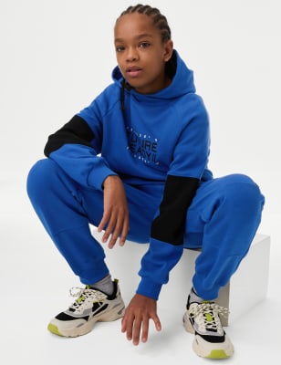 

M&S Collection Hoodie mit hohem Baumwollanteil und „Future ready“-Lettering (6-16 J.) - Cobalt, Cobalt