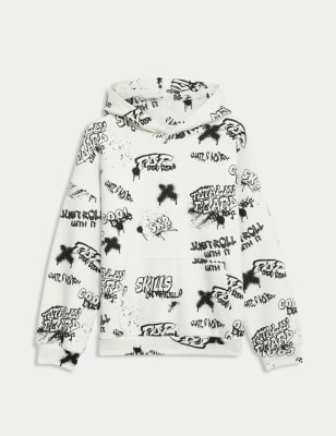 

Boys M&S Collection Cotton Rich Graffiti Print Hoodie (6-16 Yrs) - White Mix, White Mix