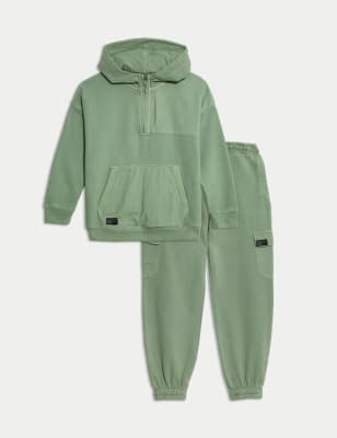 

Boys M&S Collection 2pc Pure Cotton Hoody & Joggers Set (6-16 Yrs) - Green, Green