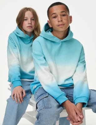 

Boys,Unisex,Girls M&S Collection Cotton Rich Ombre Hoodie (6-16 Yrs) - Blue Mix, Blue Mix
