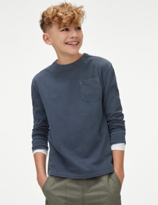 

Boys,Unisex,Girls M&S Collection Pure Cotton Garment Dyed Top (6-16 Yrs) - Dark Blue, Dark Blue