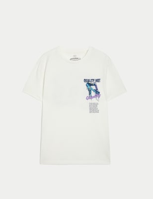 

Boys,Unisex,Girls M&S Collection Pure Cotton Sneaker Graphic T-Shirt (6-16 Yrs) - White Mix, White Mix