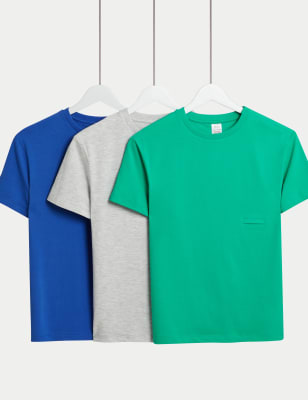 

Boys M&S Collection 3pk Adaptive Cotton Rich Tops (2-16 Yrs) - Green Mix, Green Mix