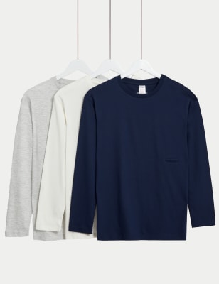 

M&S Collection 3er-Pack adaptive Oberteile mit hohem Baumwollanteil (2-16 J.) - Grey Mix, Grey Mix
