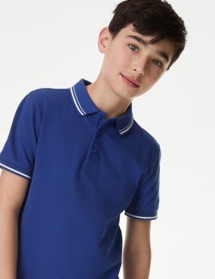 

Boys M&S Collection Pure Cotton Polo Shirt (6-16 Yrs) - Blue, Blue