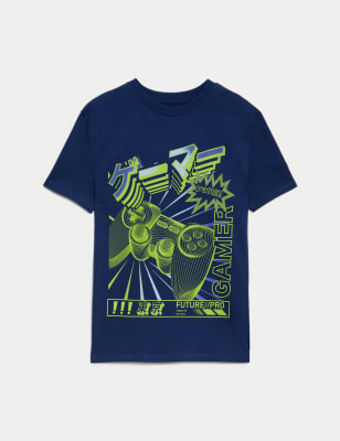 

Boys M&S Collection Pure Cotton Gamer T-Shirt (6-16 Yrs) - Navy, Navy