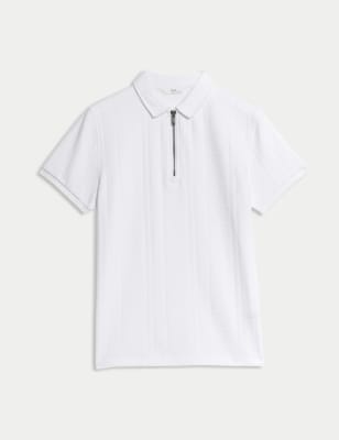 

M&S Collection Polohemd aus reiner Baumwolle mit Strukturmuster (2-16 J.) - White, White