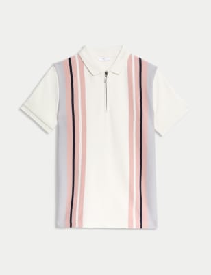 

Boys M&S Collection Pure Cotton Striped Polo Shirt (6-16 Yrs) - Pink Mix, Pink Mix