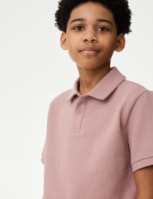 

Boys M&S Collection Cotton Rich Textured Polo Shirt (6-16 Yrs), Truffle