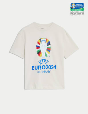 

M&S Collection T-Shirt aus reiner Baumwolle mit UEFA EURO2024™-Motiv (6-16 Jahre) - Ecru, Ecru
