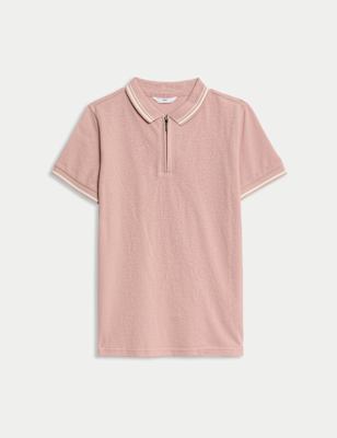 

Boys M&S Collection Pure Cotton Half Zip Polo Shirt (6-16 Yrs), Pink