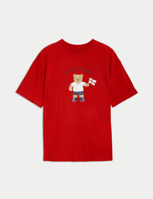 

T-Shirt aus reiner Baumwolle mit Spencer Bear™- und Englandmotiv (6-16 J.) - Bright Red, Bright Red