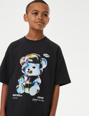 

Boys,Unisex,Girls M&S Collection Pure Cotton Cyber Bear T-Shirt (6-16 Yrs) - Carbon, Carbon