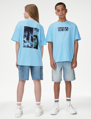 

M&S Collection T-Shirt aus reiner Baumwolle mit NASA™-Motiv (6-16 J.) - Blue, Blue