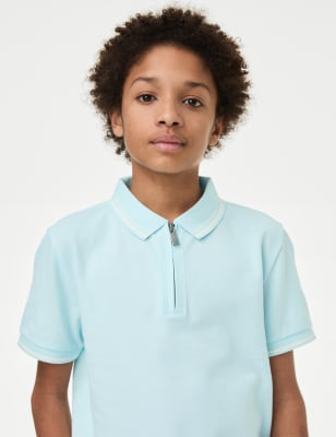 

Boys M&S Collection Pure Cotton Half Zip Polo Shirt (6-16 Yrs) - Aqua, Aqua