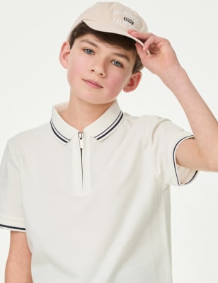 

Boys M&S Collection Pure Cotton Half Zip Polo Shirt (6-16 Yrs) - White, White