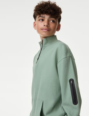 

M&S Collection Sweatshirt aus reiner Baumwolle mit Reißverschluss (6-16 Jahre) - Khaki, Khaki