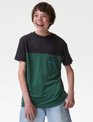 

M&S Collection Camiseta de malla con texto (6-16 años) - Green, Green