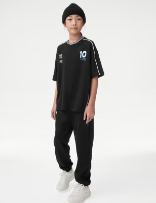 

Boys,Unisex,Girls M&S Collection Pure Cotton Football T-Shirt (6-16 Yrs) - Black, Black