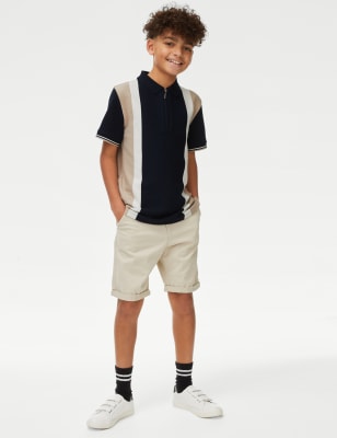 

Boys M&S Collection Pure Cotton Striped Half Zip Polo Shirt (6-16 Yrs) - Navy Mix, Navy Mix