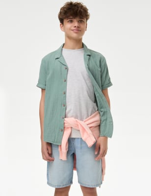 

Boys M&S Collection 2pc Cotton Rich Shirt & T-Shirt Set (6-16 Yrs) - Smokey Green, Smokey Green