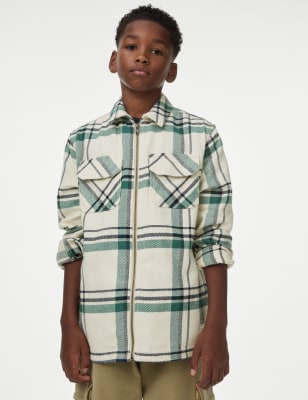 

Boys M&S Collection Pure Cotton Checked Shirt (6-16 Yrs) - Cream Mix, Cream Mix