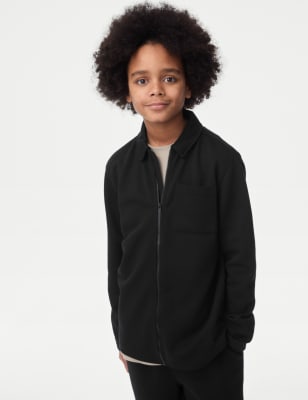 

M&S Collection Piqué-Jacke aus Baumwollmischgewebe mit Reißverschluss (6-16 J.) - Black, Black
