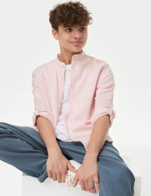 

Boys M&S Collection Cotton Rich Grandad Shirt (6-16 Yrs) - Pink, Pink