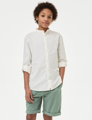 

M&S Collection Großvater-Hemd mit hohem Baumwollanteil (6-16 J.) - White, White