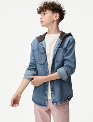 

Boys M&S Collection Denim Hooded Shacket (6-16 Yrs), Denim