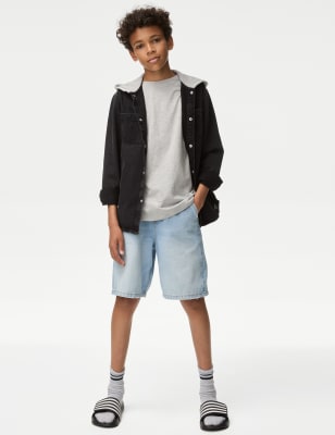 

Boys M&S Collection Denim Hooded Shacket (6-16 Yrs) - Black, Black