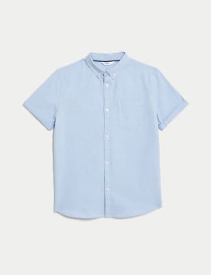 

M&S Collection Einfarbiges Hemd aus reiner Baumwolle (6-16 J.) - Blue, Blue