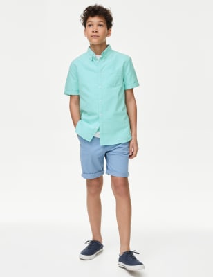 

M&S Collection Einfarbiges Hemd aus reiner Baumwolle (6-16 J.) - Mint, Mint