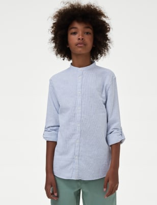 

Boys M&S Collection Cotton Rich Textured Shirt (6-16 Yrs) - Blue, Blue