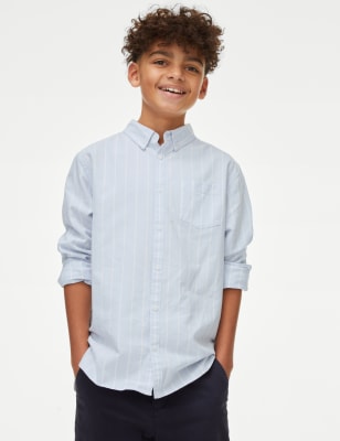 

M&S Collection Camisa Oxford de rayas 100% algodón (6-16 años) - Blue Mix, Blue Mix