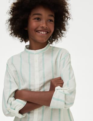 

Boys M&S Collection Cotton Rich Striped Shirt (6-16 Yrs) - Green Mix, Green Mix