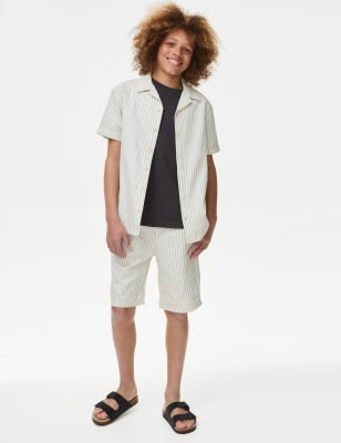 

M&S Collection Gestreifte Shorts aus reiner Baumwolle (6-16 Jahre) - Cream Mix, Cream Mix