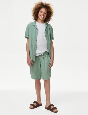 

Boys M&S Collection Pure Cotton Double Cloth Shorts (6-16 Yrs) - Smokey Green, Smokey Green