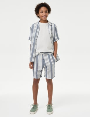 

Boys M&S Collection Pure Cotton Striped Shorts (6-16 Yrs) - Blue Mix, Blue Mix