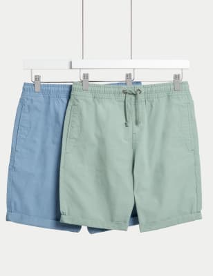 

Boys M&S Collection 2pk Pure Cotton Ripstop Shorts (6-16 Yrs) - Green Mix, Green Mix