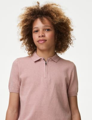 

Boys M&S Collection Pure Cotton Knitted Polo Shirt (6-16 Yrs) - Dusty Pink, Dusty Pink