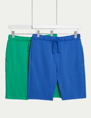 

Boys M&S Collection 2pk Adaptive Cotton Rich Plain Shorts (2-16 Yrs) - Green Mix, Green Mix