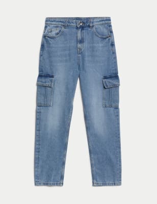 

Boys M&S Collection Relaxed Denim Cargo Jeans (6-16 Yrs) - Blue Denim, Blue Denim