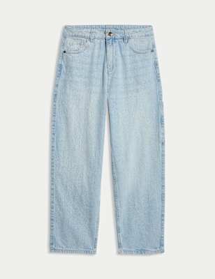 

Boys M&S Collection Pure Cotton Relaxed Jeans With Side Pocket (6-16 Yrs), Light Blue