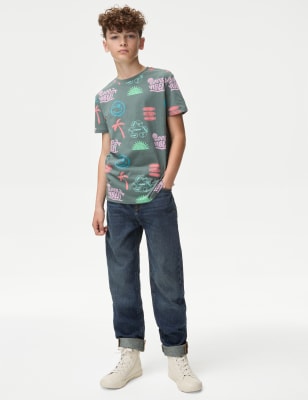 

Boys M&S Collection Pure Cotton Relaxed Fit Jeans (6-16 Yrs) - Dark Denim, Dark Denim