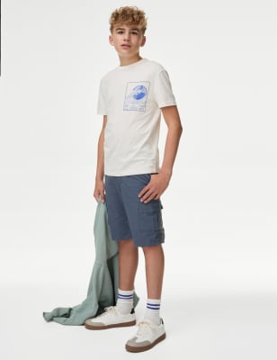 

Boys M&S Collection Pure Cotton Mini Me Cargo Shorts (6-16 Yrs) - Navy, Navy