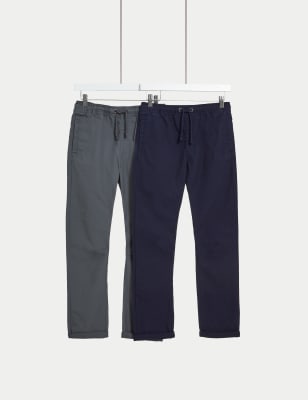 

Boys M&S Collection 2pk Pure Cotton Ripstop Trousers (6-16 Yrs) - Multi, Multi