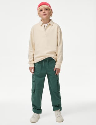 

Boys M&S Collection Cotton Rich Cargo Trousers (6-16 Yrs) - Green, Green